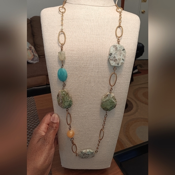 BEAUTIFUL LONG MULTISTONE NECKLACE 🤩 - Picture 1 of 3